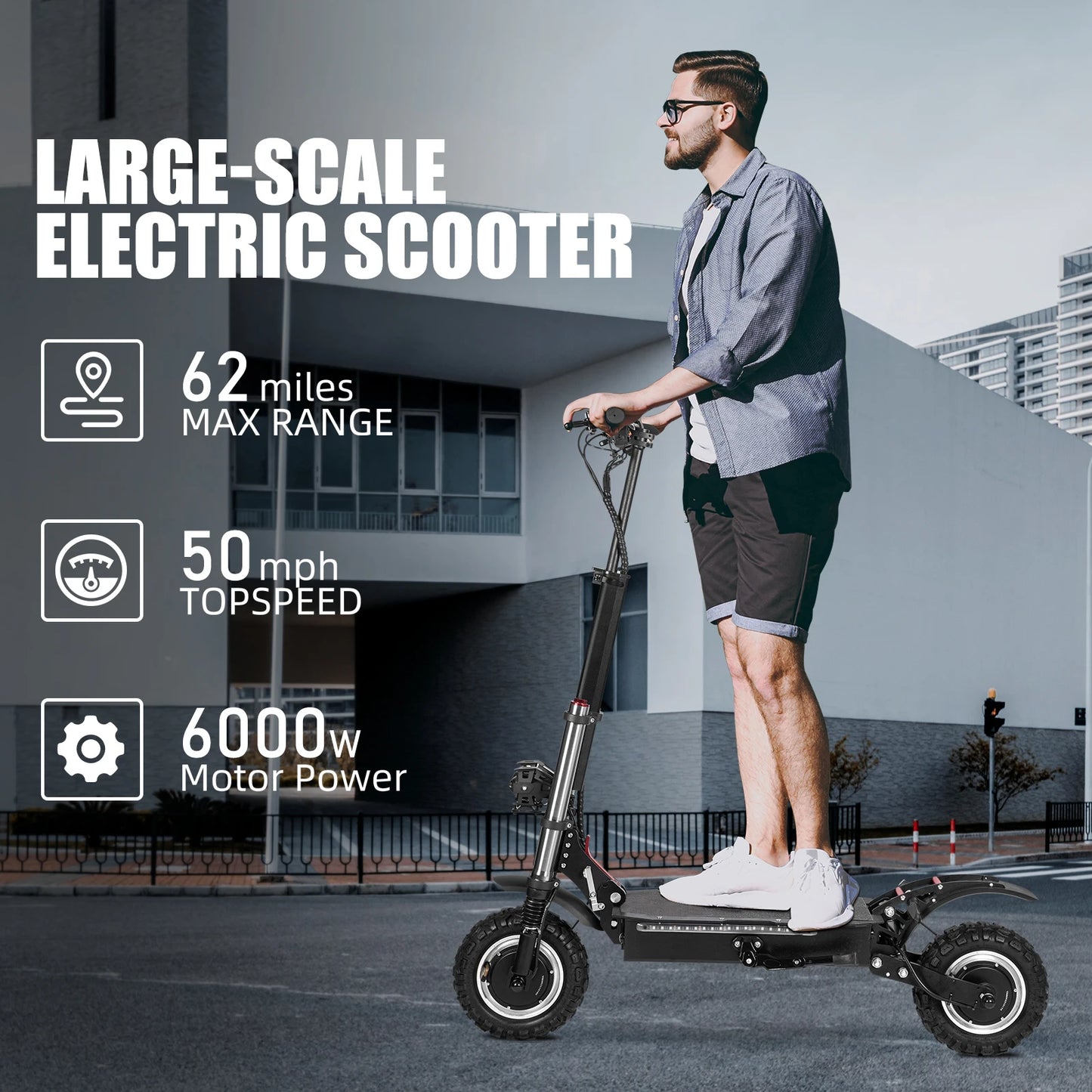 TEEK - Black 6000W High Power Adult Electric Scooter Foldable 60 Miles 50 Mph Fast Electric Scooter TRANSPORTATION theteekdotcom