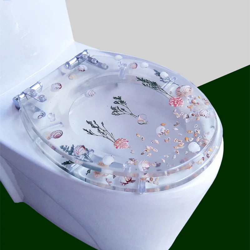 TEEK - Foral Resin Transparent Toilet Cover HOME DECOR theteekdotcom aquatic plant  