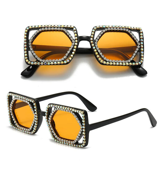 TEEK - Square Lux Double Down Diamond Sunglasses EYEGLASSES theteekdotcom   