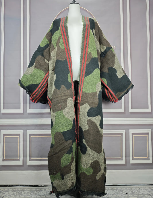TEEK - Camouflage Open Front Long Cardigan COAT theteekdotcom One Size  