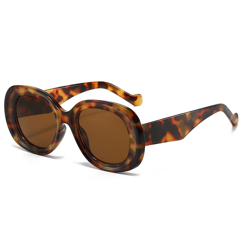 TEEK - Oversized Oval Sunglasses EYEGLASSES theteekdotcom Leopard tea As the picture