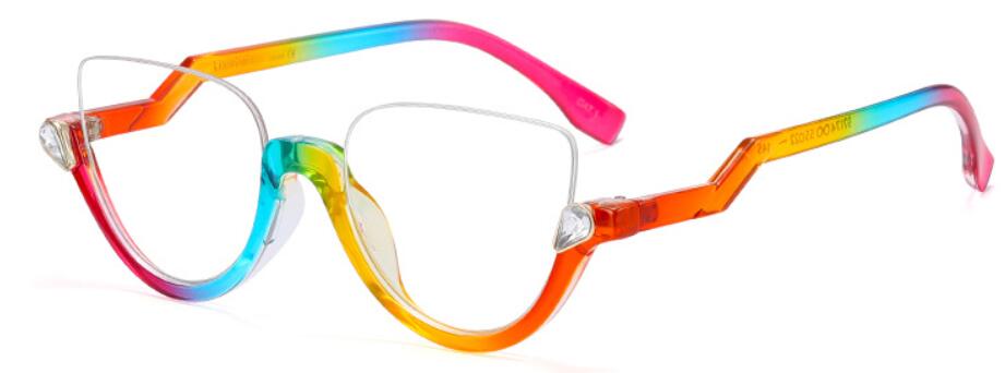 TEEK - Vintage Half Frame Cat Eye Eyewear EYEGLASSES theteekdotcom rainbow clear  