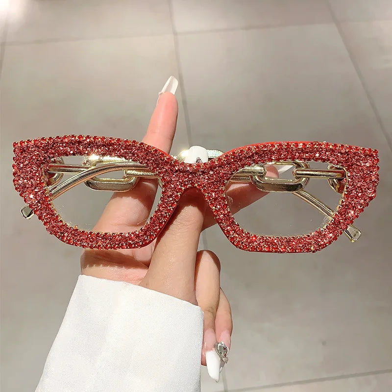 TEEK - Diamond Rhinestone Vintage Fashion Glasses EYEGLASSES theteekdotcom Red Diamond