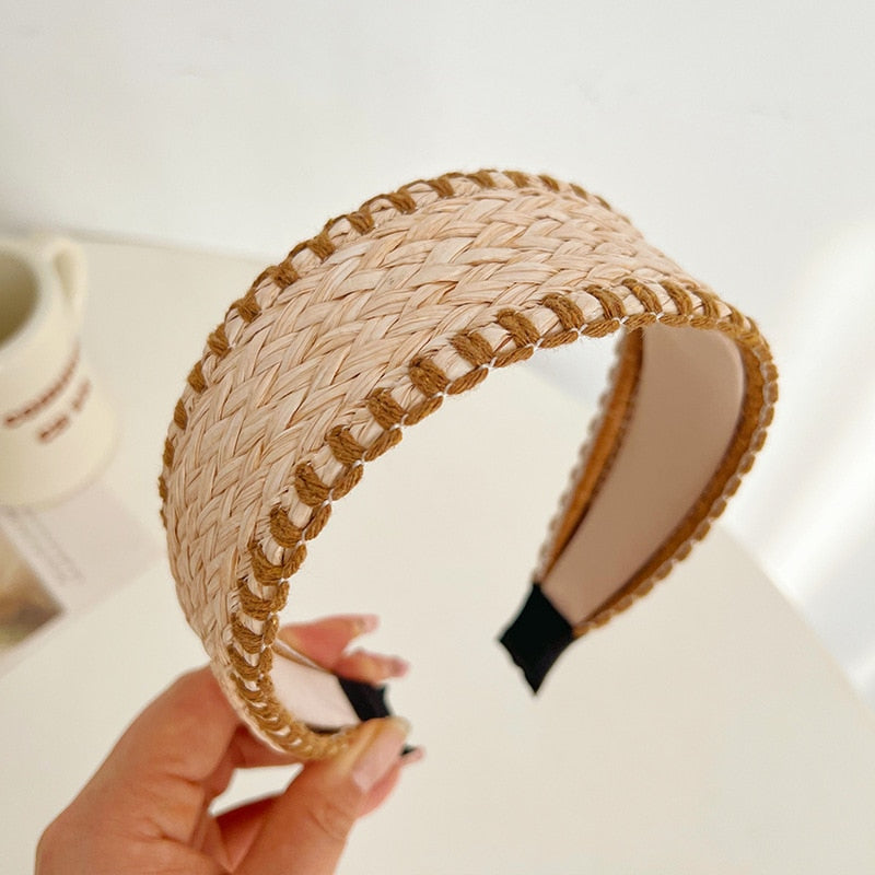 TEEK - Wide-Brimmed Straw Headbands HAIR CARE theteekdotcom A champagne  