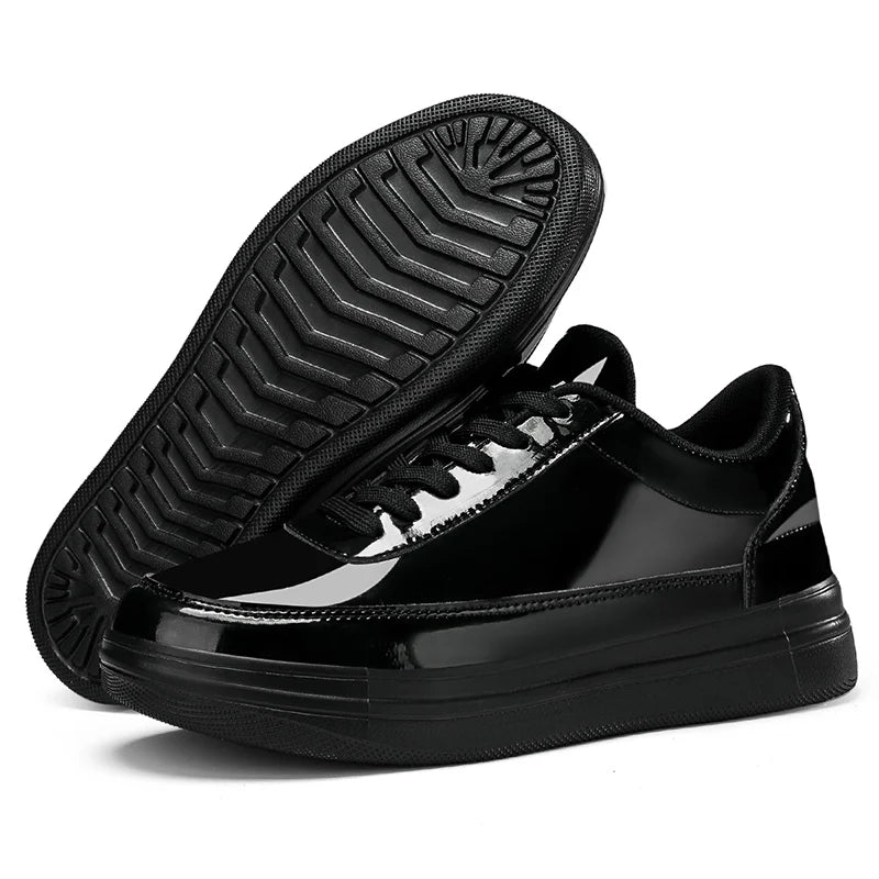 TEEK - Mens Lacquer Leather Shiny Sneaker SHOES theteekdotcom Black 7.5