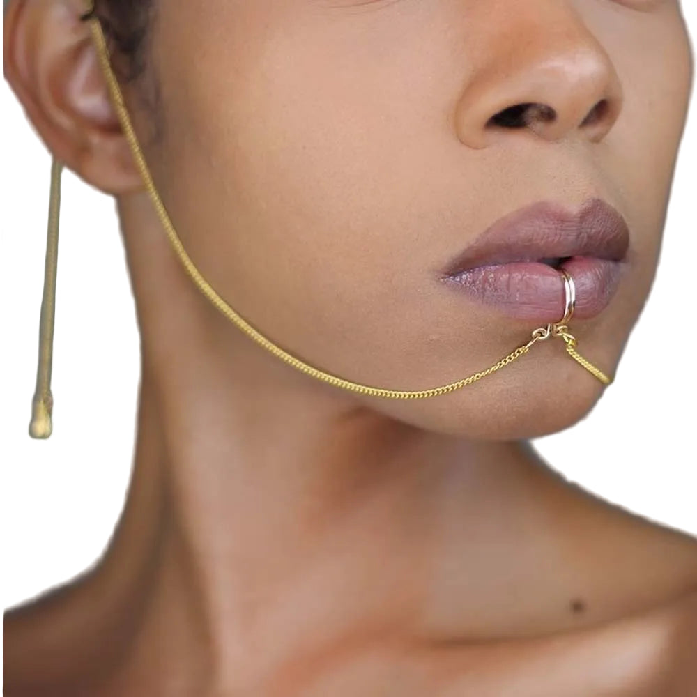 TEEK - Empress Chained Lip Cuff JEWELRY theteekdotcom Silver