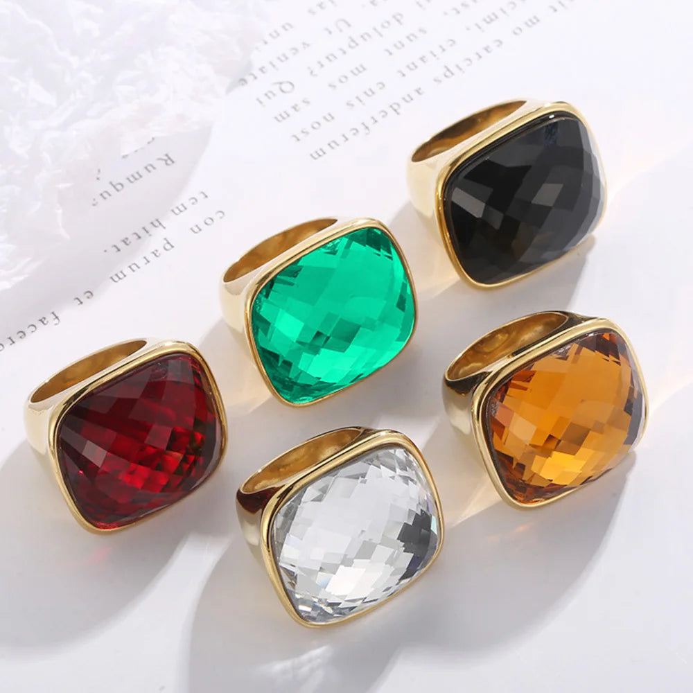 TEEK - Square Gemstone Ring JEWELRY theteekdotcom   