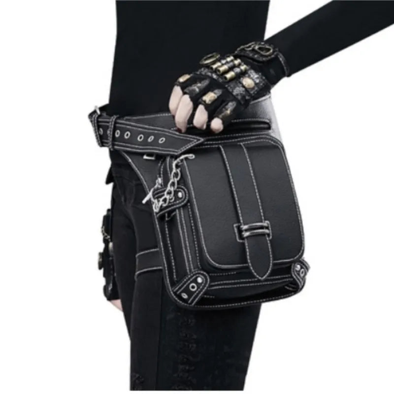 TEEK - Mid-Century Riveted Zipper Leg Bag BAG theteekdotcom black  