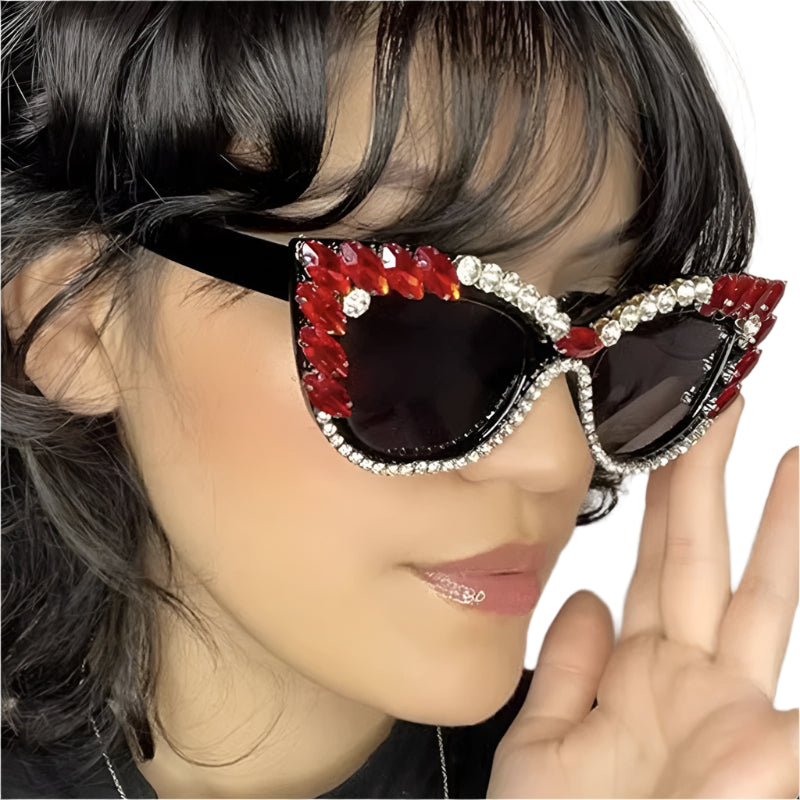 TEEK - Bejeweled Cat Eye Colorful Droplet Sunglasses EYEGLASSES theteekdotcom