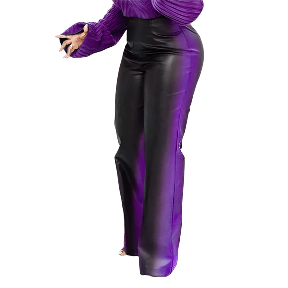 TEEK - Plus Size Gradient Leather Pants PANTS theteekdotcom purple L 