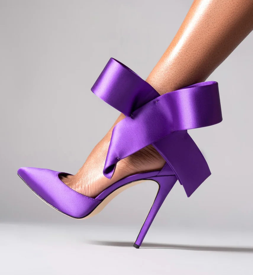 TEEK - Big Bow Your Pardon Solid Pumps SHOES theteekdotcom Purple 6