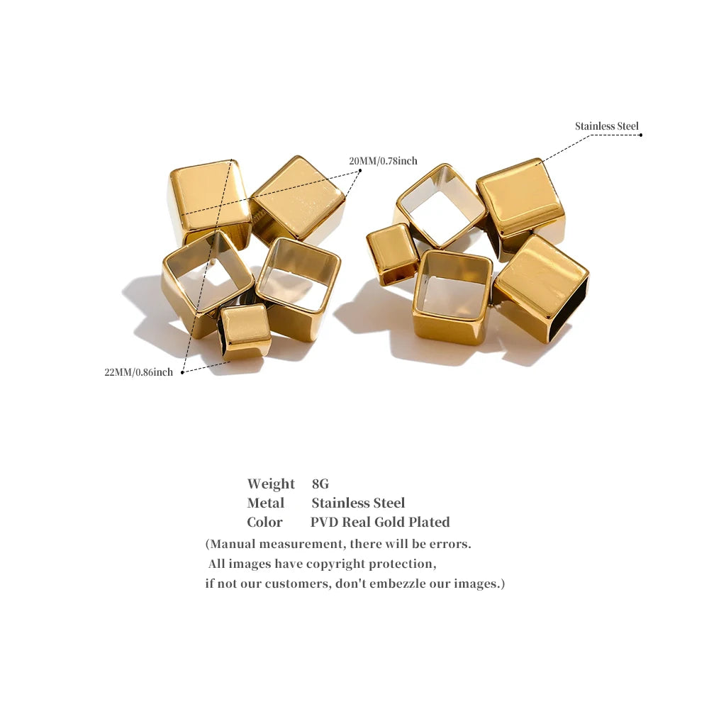 TEEK - Unique Creative Geometric Square Stud Earrings JEWELRY theteekdotcom   