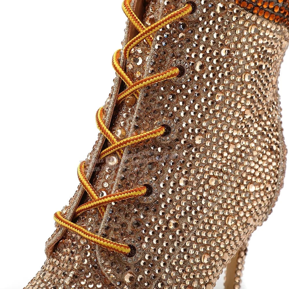 TEEK - Golden Rhinestone Boots SHOES theteekdotcom   