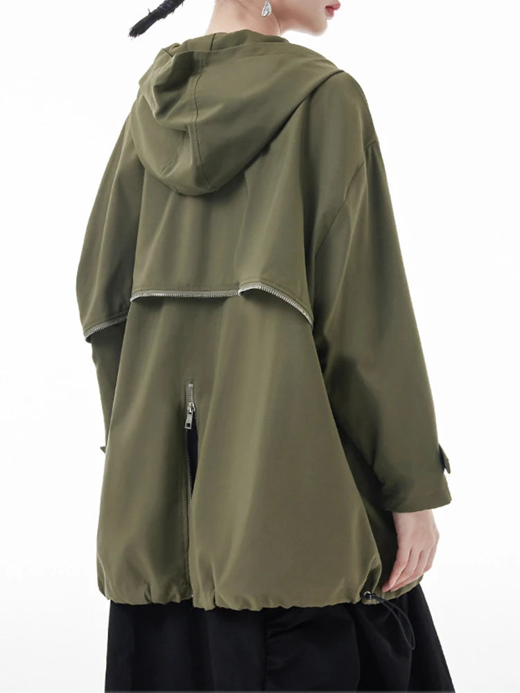 TEEK - Army Green Double Zipper Thin Hooded Jacket JACKET theteekdotcom   