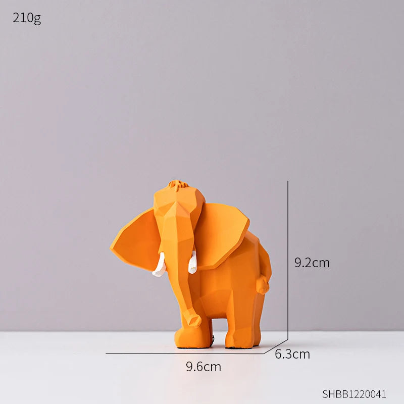 TEEK - Geometric Art Elephant Resin Sculpture HOME DECOR theteekdotcom 9.2cm-Orange  