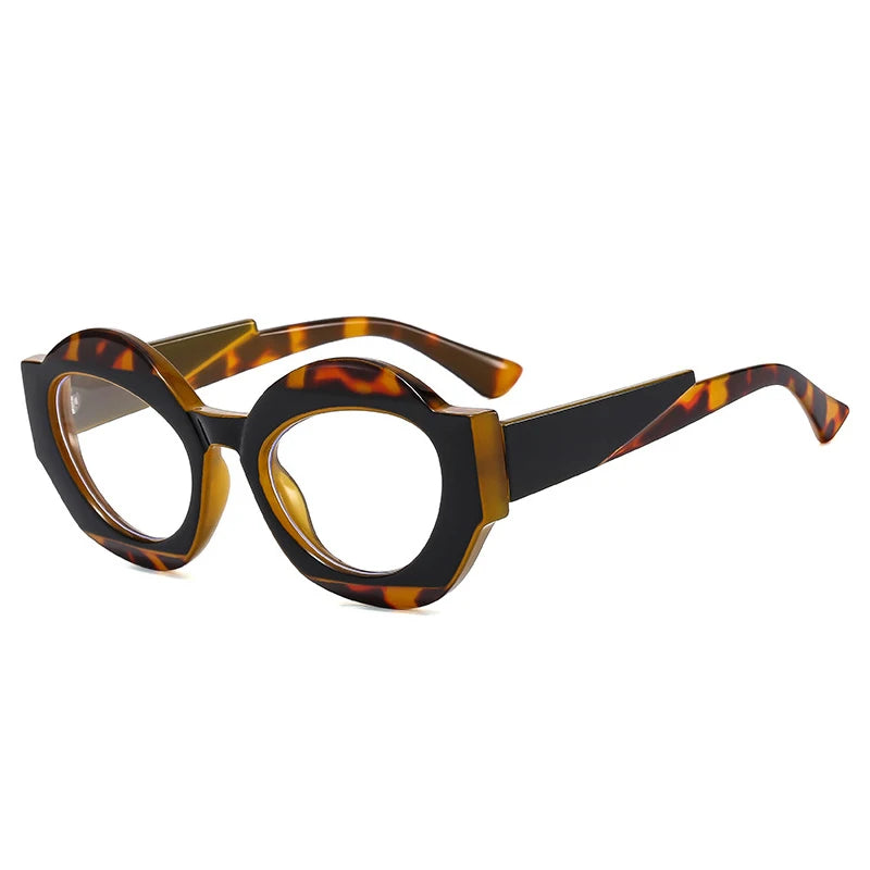 TEEK - Double Color Oval Sunglasses EYEGLASSES theteekdotcom Leopard black clear