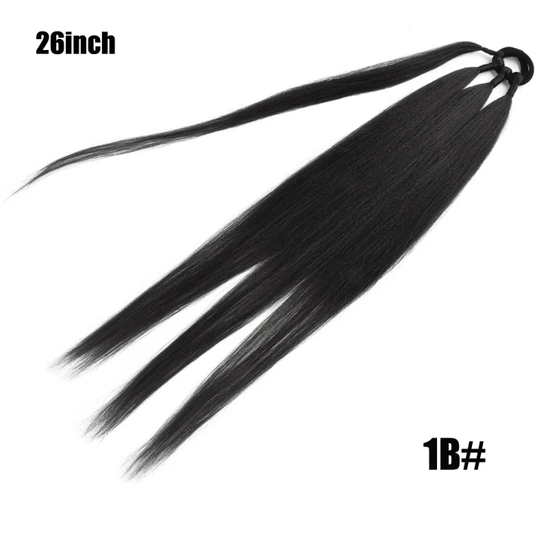 TEEK - Ponytail Synthetic Rubber Band Hair Ring 26 Inch Extensions HAIR theteekdotcom 26inch-1B