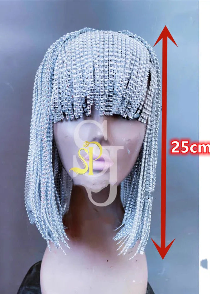 TEEK - Sparkly Tassel Chain Wig HAIR theteekdotcom Silver 25cm One Size