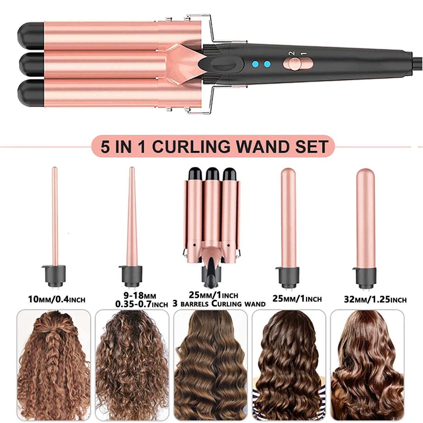 TEEK - 5 in 1 Hair Waver Curling Iron SET theteekdotcom   