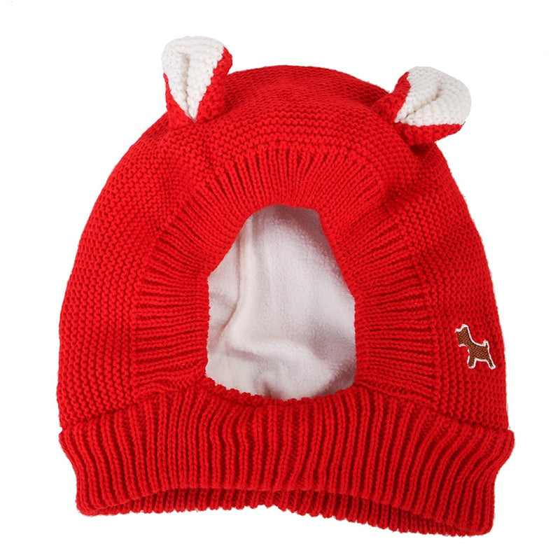 TEEK - Dog Pop Ears Knitted Hat PET SUPPLIES theteekdotcom Red  