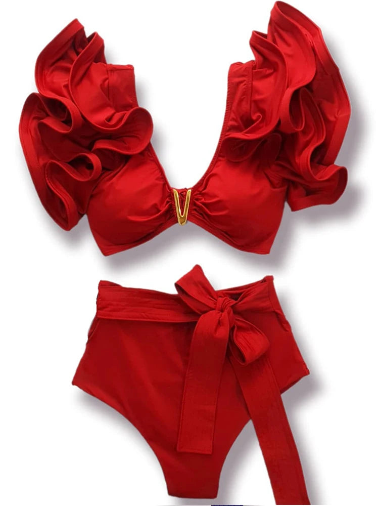 TEEK - Rufflle Brazilian Bikini Set SWIMWEAR theteekdotcom MO19879R1 S 