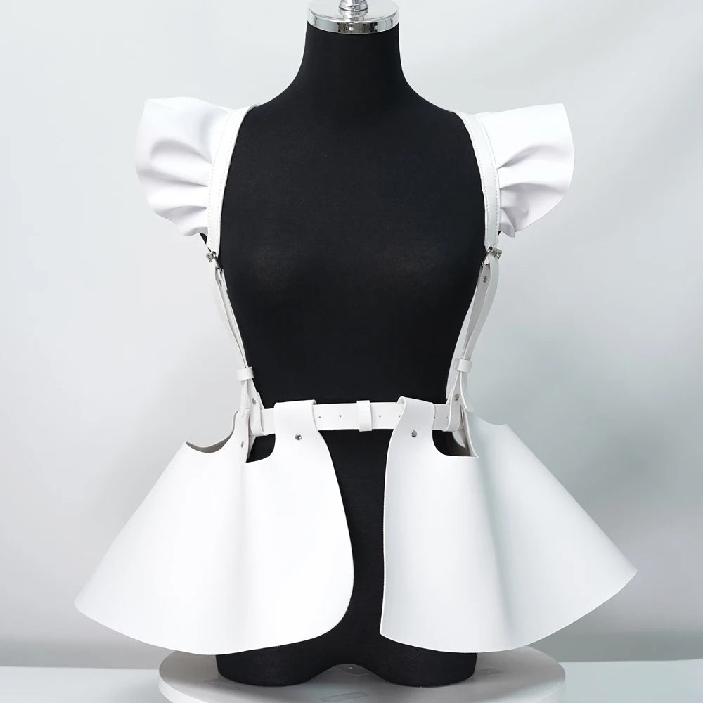 TEEK - Body Harness Belt Ruffled Skirt Hem BELT theteekdotcom White  