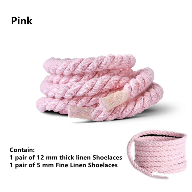 TEEK - 2 Pair Weaving Style Bold Shoelaces SHOELACES theteekdotcom Pink 100cm/39.37in 
