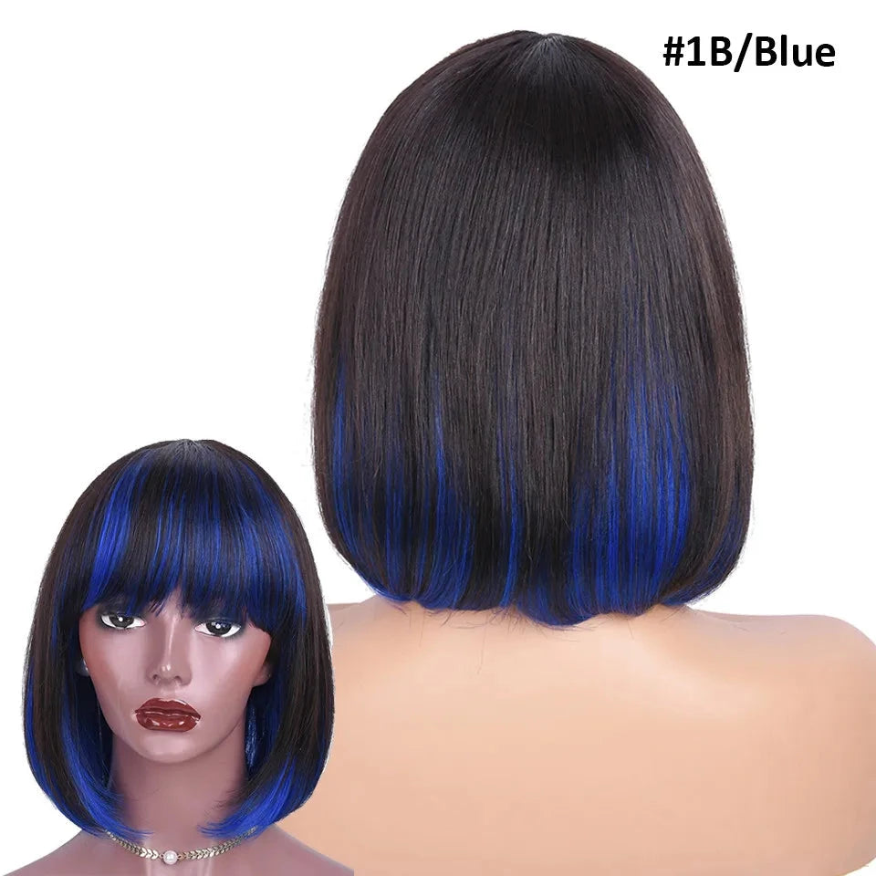 TEEK - Color Mix Ombre Short Bob Wig HAIR theteekdotcom 1B Blue 10inches 