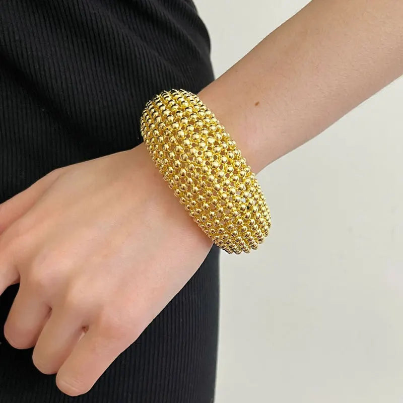 TEEK - Heavy Metal Round Ball Beaded Jewelry JEWELRY theteekdotcom Gold Bracelet 1  