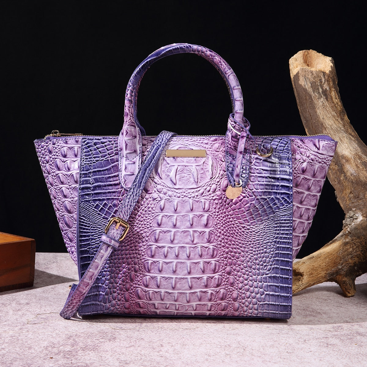 TEEK - Ombre Double RepStyle Embossed Handbag  theteekdotcom Violet  