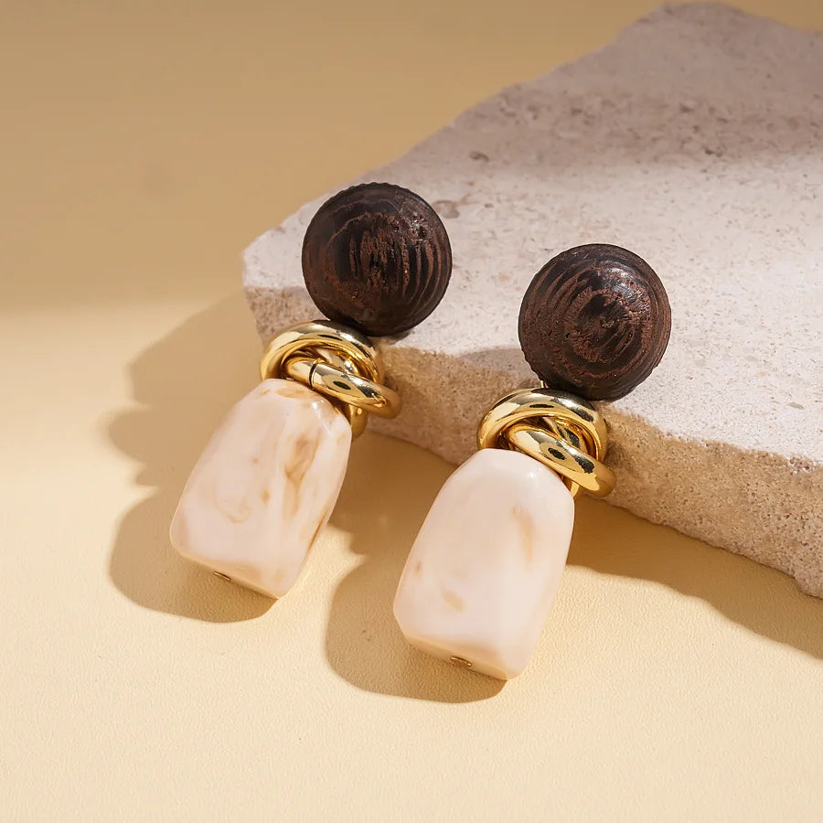 TEEK - Metal Wrap Irregular Dangle Earrings JEWELRY theteekdotcom White