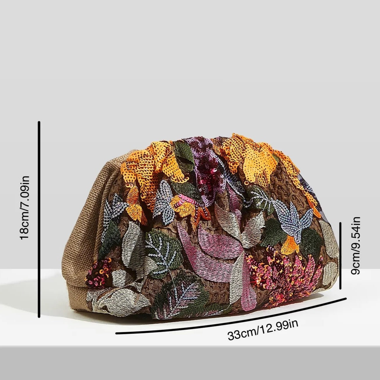 TEEK - Beaded Sequins Floral Clutch Bag BAG theteekdotcom   