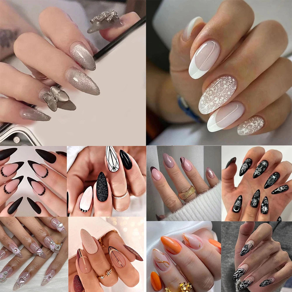 TEEK - 24pcs Long Almond False Nails NAIL ART theteekdotcom   