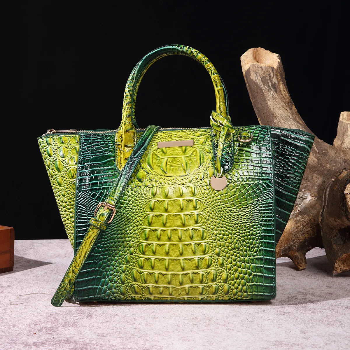 TEEK - Ombre Double RepStyle Embossed Handbag  theteekdotcom emerald  