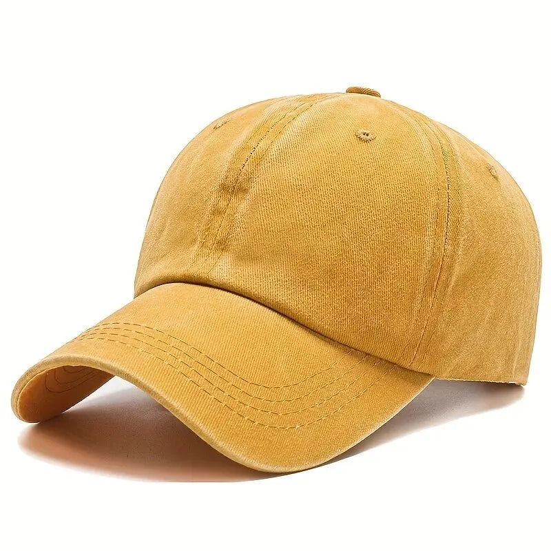 Men Women Unisex Baseball Cap Adjustable Solid Color Casual Hat Stretchy Fabric for Sports Secure Drawstring Closure Dad Hat TEEK Yellow