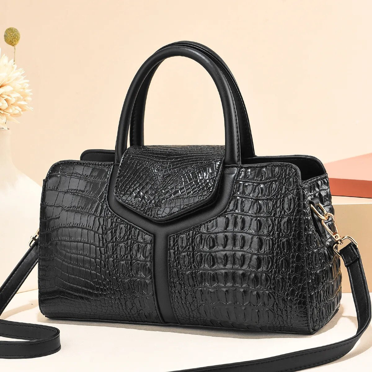 TEEK - Ombre Croc Style Shoulderbag BAG theteekdotcom Black  