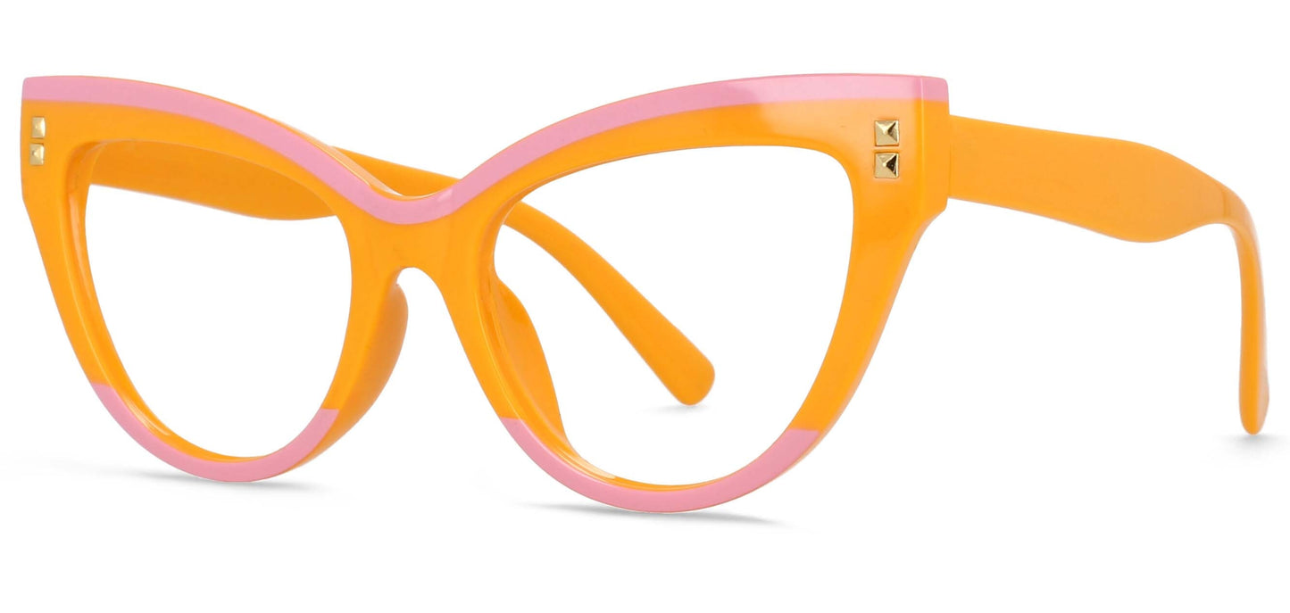 TEEK - Contrasting Cat Eye Reading Glasses | Prescribed or Zero Strength EYEGLASSES theteekdotcom OrangerC5 0 
