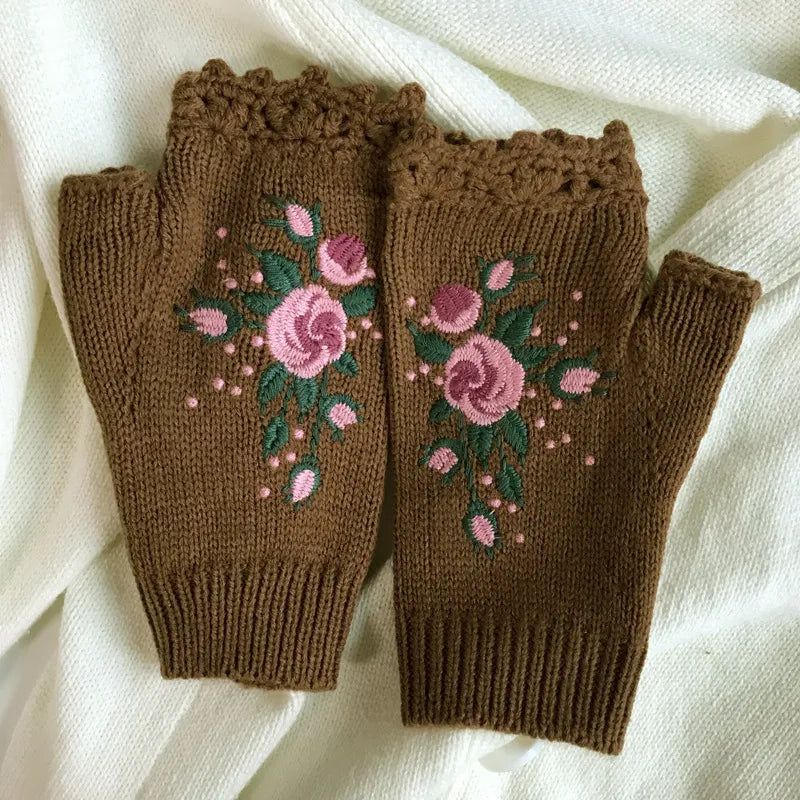 TEEK - Half Knitted Fingerless Gloves GLOVES theteekdotcom Coffee  