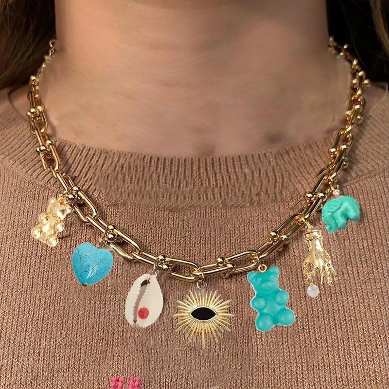 TEEK - Mex Sacred Heart Amulet Charms Necklaces JEWELRY theteekdotcom 47  