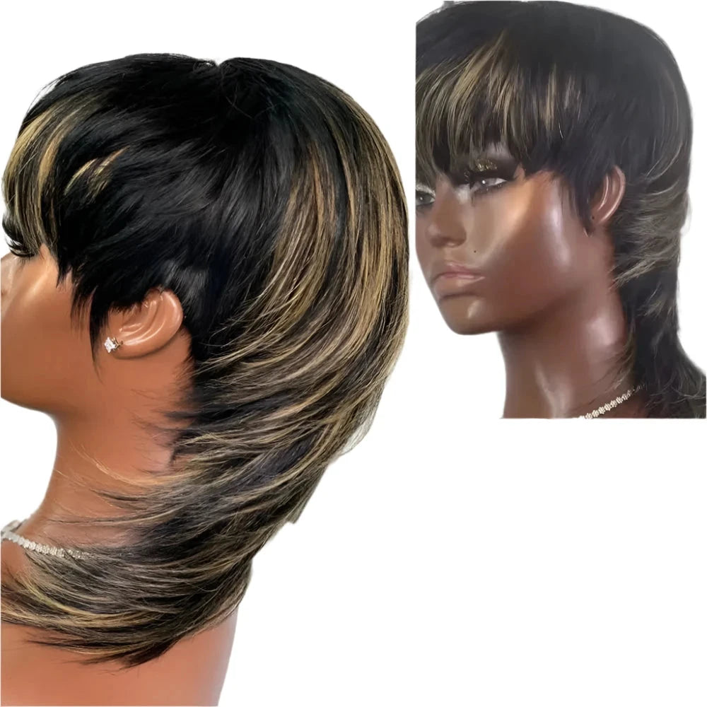 TEEK - Short Pixie Dovetail Wig HAIR theteekdotcom Highlight Blonde 12inches 180 Density