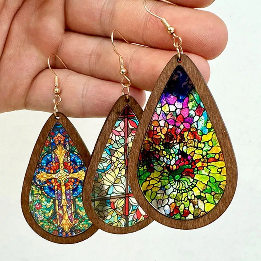 TEEK - Mosaic Stained Glass Earrings JEWELRY theteekdotcom   