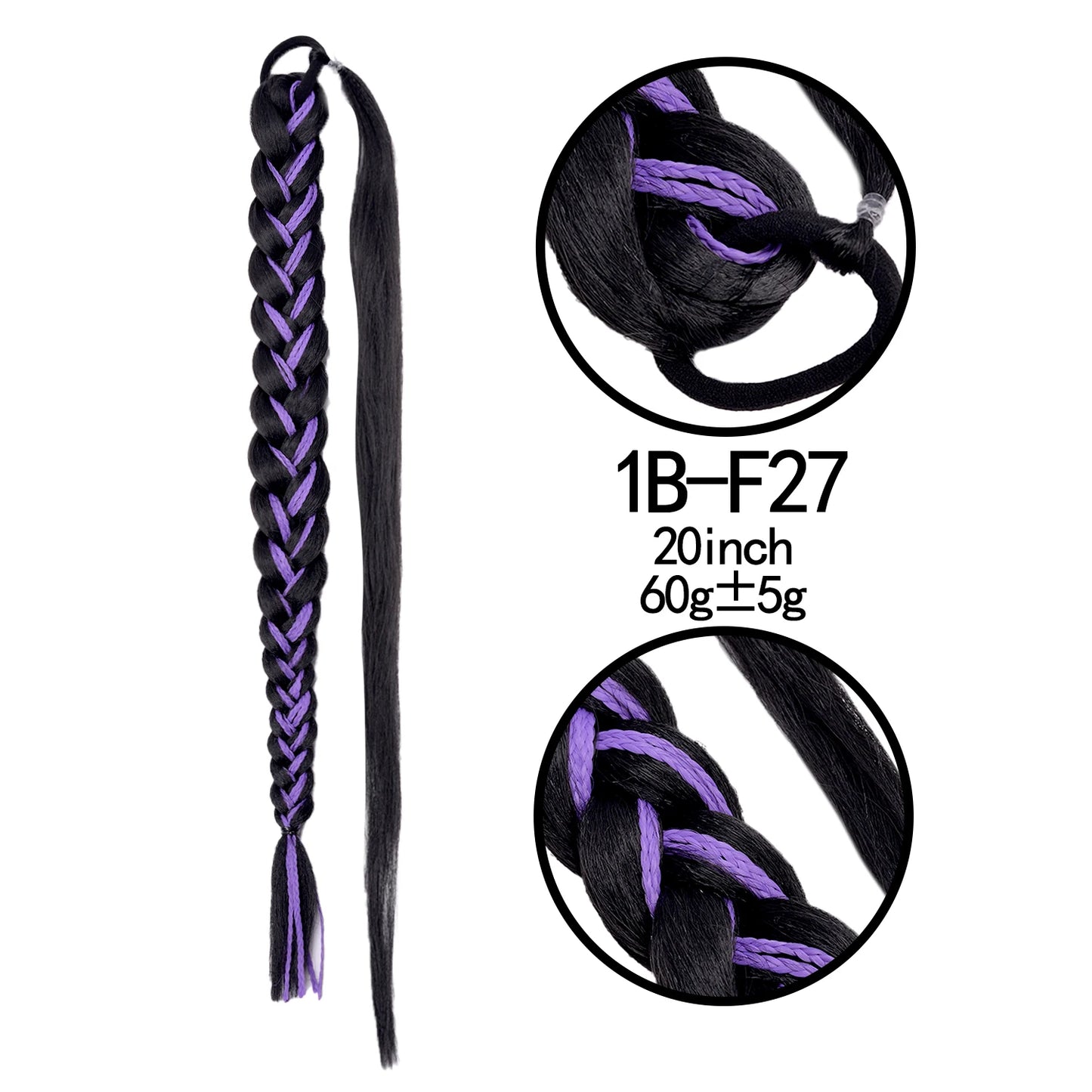 TEEK - 20 Inch Long Braided Synthetic PonytailHair Extension