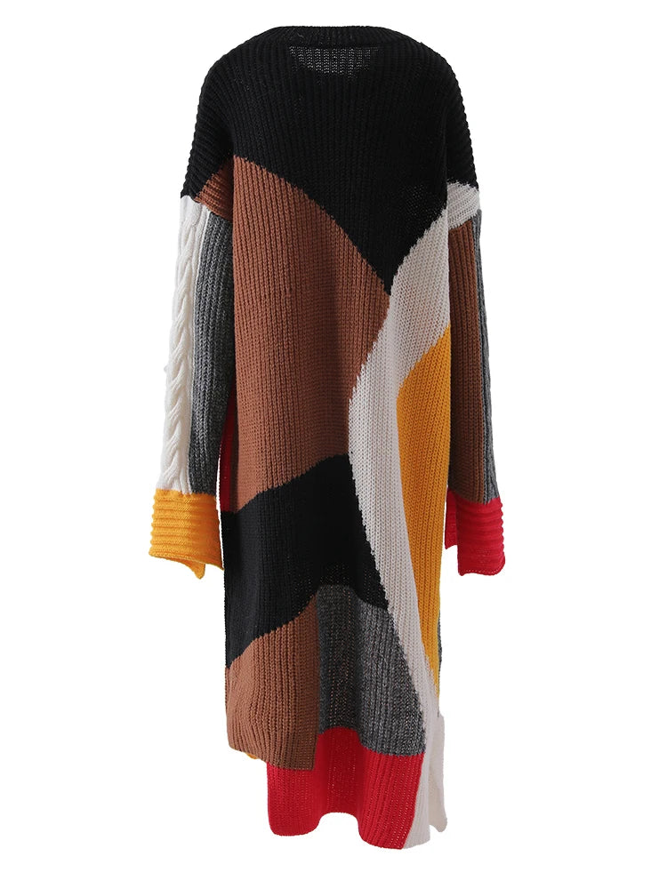 TEEK - Black Color-Block Long Sweater Dress DRESS theteekdotcom   