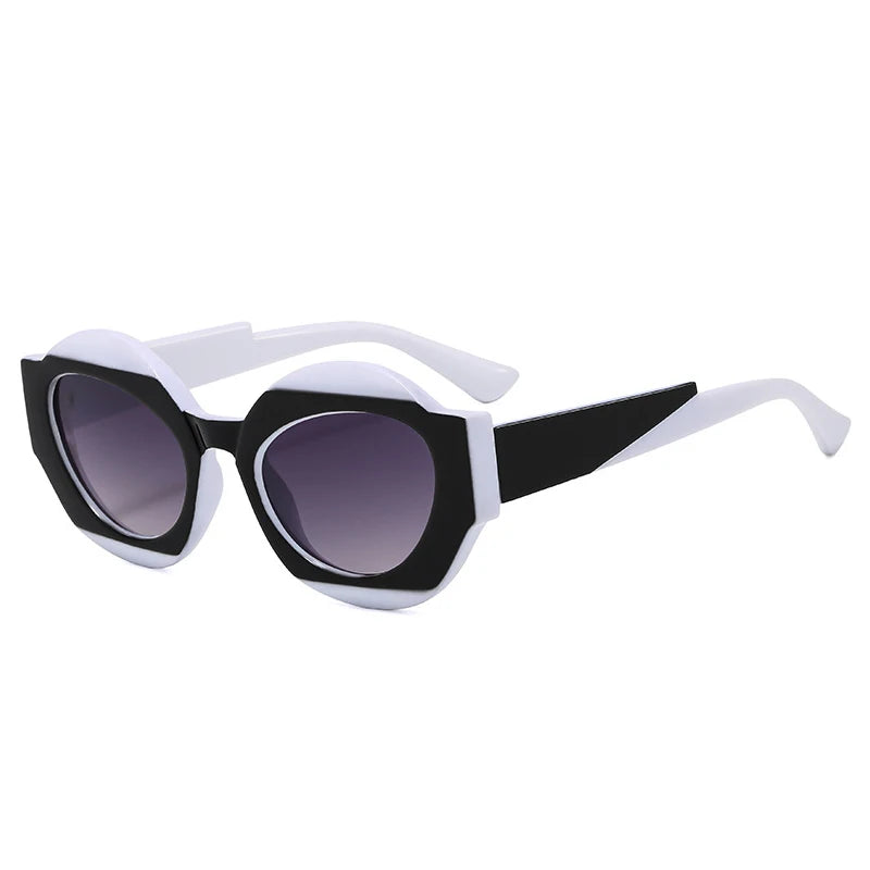 TEEK - Double Color Oval Sunglasses EYEGLASSES theteekdotcom White black gray