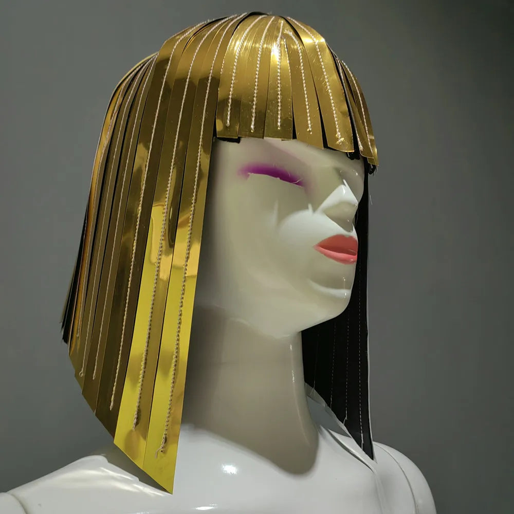 TEEK - Metallic Wig Goddess Hairdress HAT theteekdotcom   