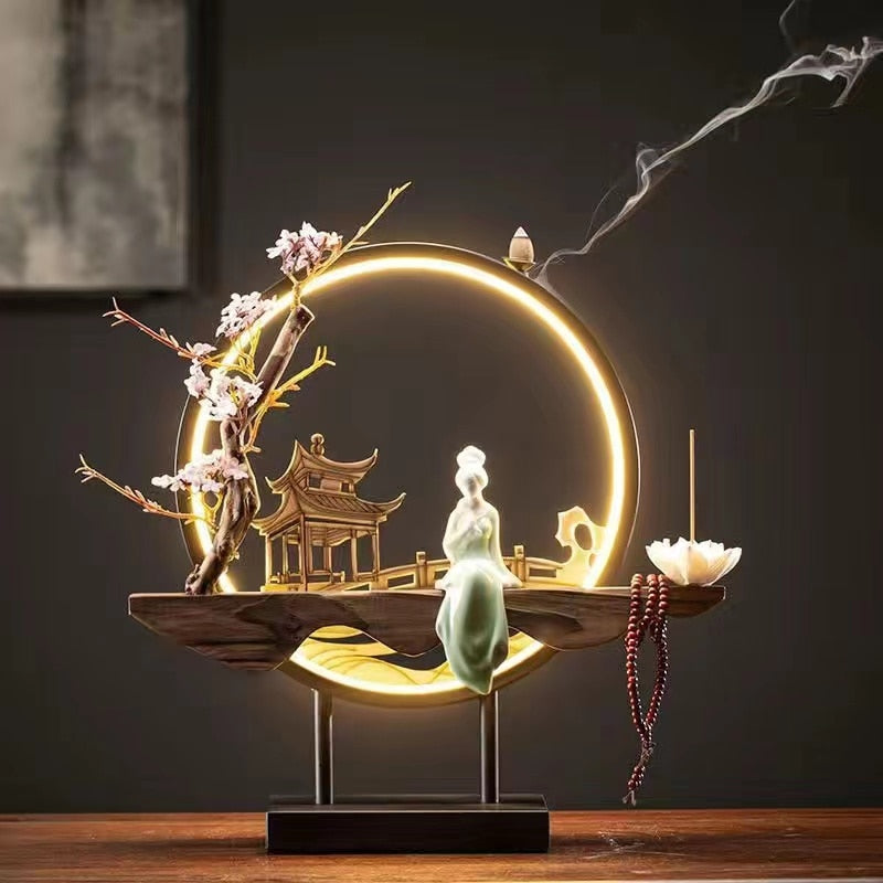 TEEK - Lady Flower Incense Burner Ceramic LED Decor HOME DECOR theteekdotcom R4HUA  