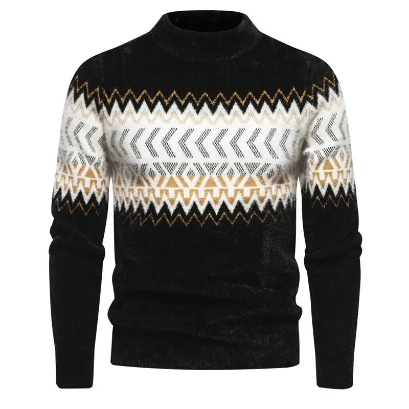 TEEK - Mens Soft Sir Knit Sweater  Pullover TOPS theteekdotcom Black-H07 L 