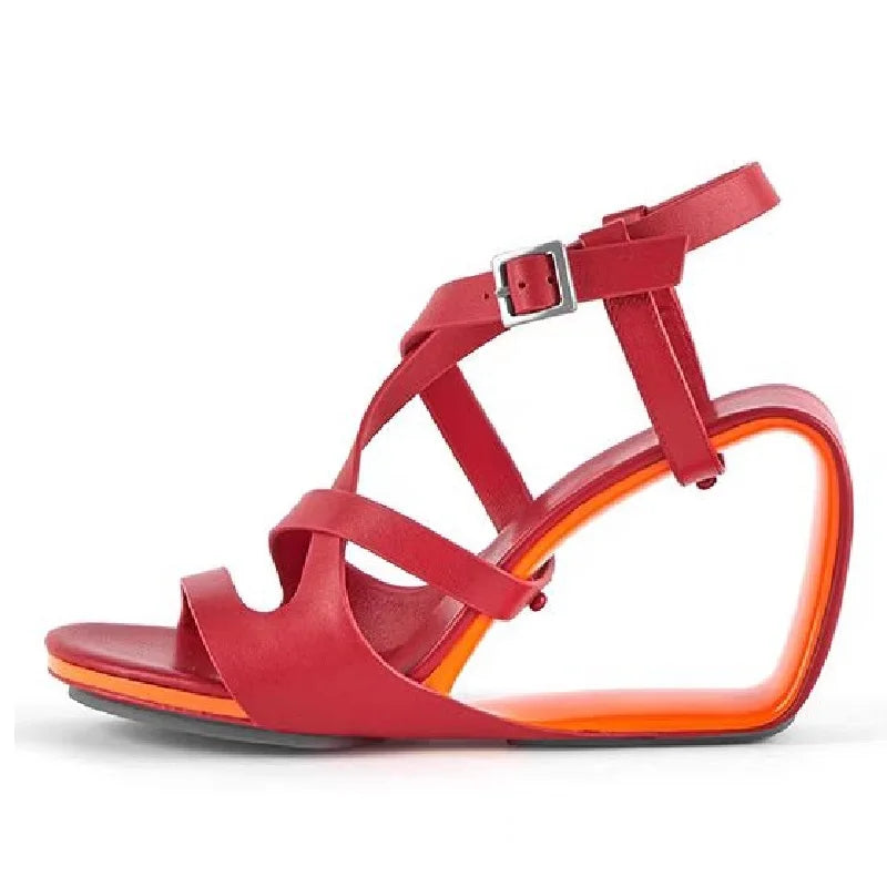 TEEK - Narrow Band Strap Buckle Gladiator Sandals SHOES theteekdotcom Red 5 