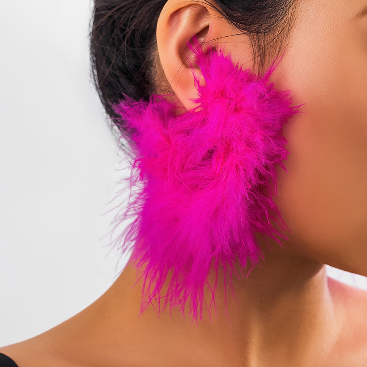 TEEK - Colorful Feather Hoop Earrings  theteekdotcom rose red  