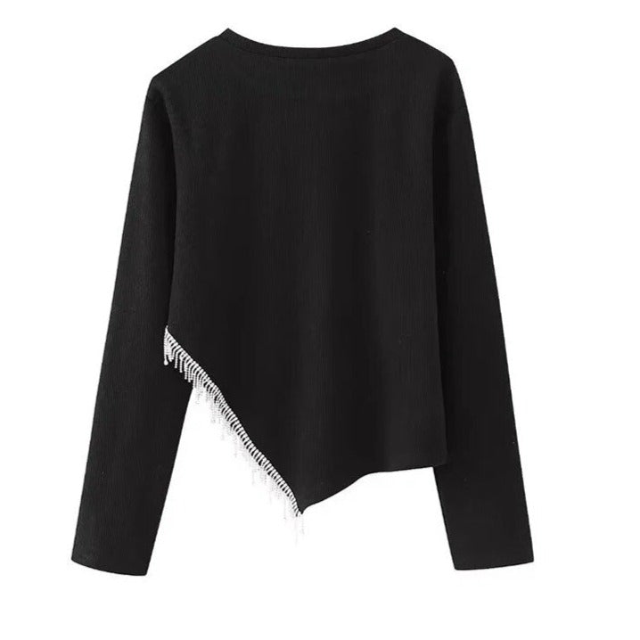 TEEK - Slant Tassel Knitted Sweater TOPS theteekdotcom   